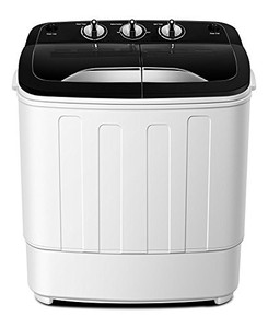 lot 3401 image: Think Gizmos - Portable Washing Machine with Drainage Pump - Compact Twin Tub Washer Machine with 7.9lbs Wash and 4.4lbs Spin Cycle Compartments