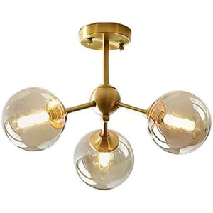 lot 3410 image: KCO Lighting Sputnik Design Ceiling Light Brass 3-Light Globe Shade Pendant Hanging Kitchen Island Flush Mount Light Fixture(3 Lights)