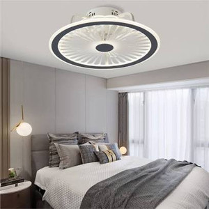 lot 3412 image: CHANFOK Low Profile Ceiling Fan with Lights, Modern Indoor Flush Mount Ceiling Fan with Remote Control LED Dimming Multi-Speed Invisible Blades Timing 19 (Grey)