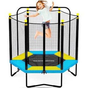 lot 3419 image: VANVUSON 4.5FT Kids Trampoline for Indoor Outdoor, Toddler Mini Trampoline with Folding Handle, Enclosure Net and Safety Mat, Birthday Gifts for Boys and Girls, Ages 3-10