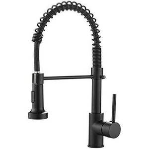 lot 3421 image: OWOFAN Kitchen Faucets Commercial Solid Brass Single Handle Single Lever Pull Down Sprayer Spring Kitchen Sink Faucet Matte Black Grifos De Cocina 9009R