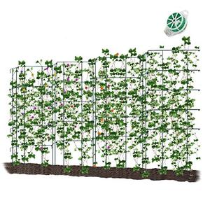 lot 3430 image: CEED4U 6 Packs 37 Inches Height Green Expandable Pea Trellis with 328 Feet Garden Twist Ties, Steel Plant Supports for Climbing Peas and Other Vining Crops