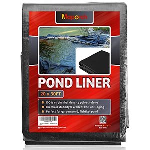 lot 3433 image: MAPORCH Upgraded 20 x 30FT Reinforced Polyethylene Fish Pond Liner with 24 Mils Thickness, Black Pond Skins Liner for Fish Koi Pond, Garden Pool and Irrigation Pond