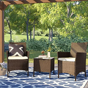 lot 3438 image: PAOLFOX 3 Pieces Patio Furniture Sets,Wicker Patio Set,PE Rattan Patio Furniture,Patio Bistro Sets,Porch Furniture,Outdoor Conversation Sets,Wicker Patio Chairs,Balcony Furniture Set