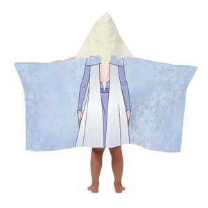 lot 3447 image: Disney Frozen 2 Elsa 100% Cotton Icy Blue Printed Hooded Towel, 1 Piece