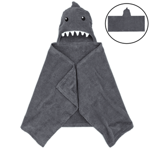 lot 3454 image: 2 PACK Your Zone Gray Shark Hooded Towel, 100% Cotton