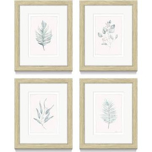 lot 3517 image: Minimalist Leaf Framed Wall Art �� Set of 4 Simple Aesthetic Botanical Picture Prints with Beige Frame for Decor Contemporary Bedroom or Kitchen(11 x 14 x 4 Panels)