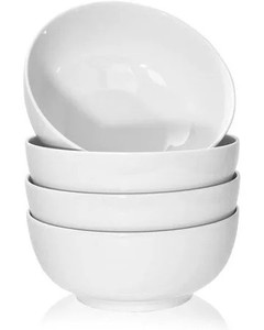 lot 3518 image: TGLBT 40 Ounce Porcelain Soup Bowls - 4 Packs, Stackable Round, White