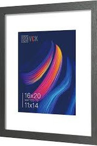 lot 3525 image: VCK 16x20 Picture Frame Set of 2 Display Pictures 11x14 with Mat or 16x20 Without Mat, Wall Gallery Poster Frames,Horizontal and Vertical Formats Black