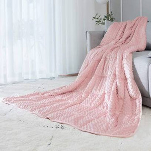 lot 3541 image: ALANSMA Reversible Weighted Blanket for All Season, Luxury Velvet, Warm and Cool, Adult Kids 5Lb Weighted Blanket, Enjoy Sleeping Anywhere(Pink,5Lb), 36 x 48