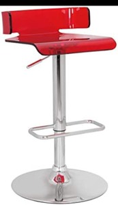 lot 4320 image: ACME Furniture 96262 Rania Adjustable Stool with Swivel, Red & Chrome