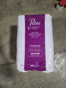 lot 4332 image: Poise Overnight Incontinence Pads, Ultimate Absorbency (36 pack)