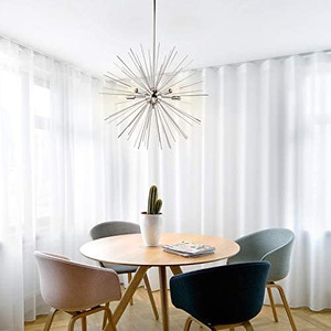 lot 4416 image: MOTINI Brushed Nickel Sputnik Chandelier 5-Light Firework Chandelier Modern Ceiling Pendant