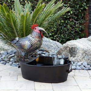 lot 4501 image: Alpine Corporation 20 Tall Metal Rooster Fountain Multicolor