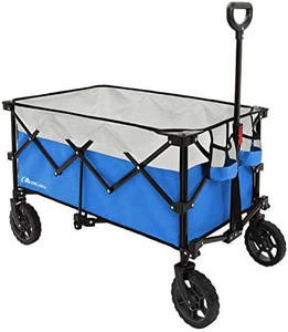 lot 4505 image: Moon Lence Collapsible Outdoor Utility Wagon Heavy Duty Folding Garden Portable Hand Cart with Universal Wheels
