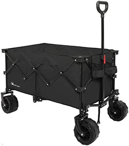 lot 4526 image: Moon Lence Collapsible Folding Wagon Cart Heavy Duty Folding Garden Portable Hand Cart with All-Terrain Beach Wheels