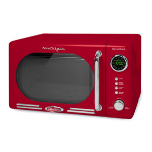 lot 4602 image: Nostalgia NRMO7RD6A Retro 0.7 Cubic Foot 700-Watt Countertop Microwave Oven - Retro Red