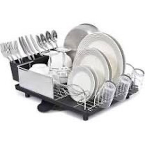 lot 4616 image: KINGRACK Stainless Steel Dish Drying Rack with Tray 4 PC Combo for Counter,2 Tier Dish Rack with Utensil Drying Rack,Dish Drainboard and Dish Tray
