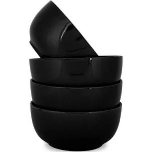 lot 4623 image: Elanze Designs Bistro Glossy Ceramic 6.5 inch Soup Bowls Set of 4, Black