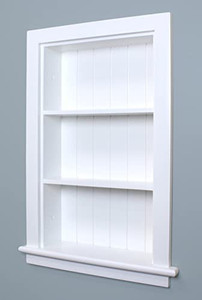 lot 4629 image: 14x24 Fox Hollow Furnishings Aiden Wall Niche (White wBeadboard Back)