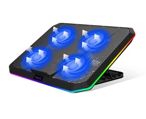 lot 4633 image: HAVIT Gaming RGB Laptop Cooling Pad Notebook Cooler Light-Weight 12-17 Inch 4 Quiet Cooling Fans Ergonomic Comfort HV-F2076