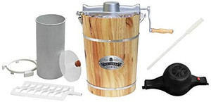 lot 4701 image: Elite Gourmet EIM916 Old Fashioned 6 Quart Vintage Wood Bucket Electric Maker Machine
