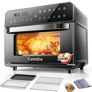 lot 4711 image: CalmDo Convention Oven, 25L26.3 QT Air Fryer Toaster Oven 12-in-1 Countertop Convection Oven, 1800WGas Saving, Stainless Steel, Black