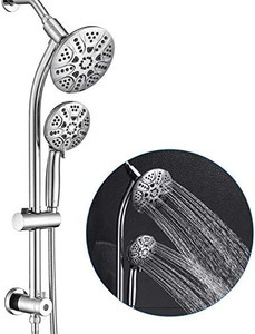 lot 4723 image: Shower Head Handheld & Overhead Spray Dual Stainless Steel Bath Kit with 6-inch Top Shower Head