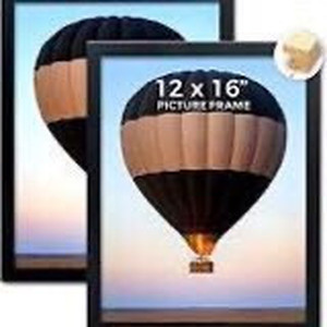 lot 4811 image: JD Concept Solid-Wood 12x16 Picture Frame 2 Pack, Black Paintwork, Wall Gallery Poster Photo Frames for 12 x 16 inch