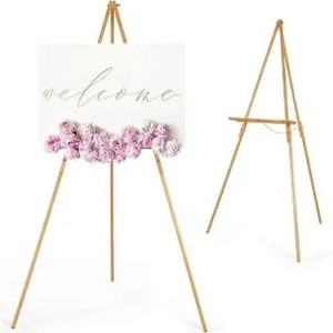 lot 4820 image: VISWIN 3 Pcs 63 Wooden Tripod Display Easel Stand for Wedding Sign, Poster, A-Frame Artist Easel Floor with Tray for Painting, Canvas, Foldable Easel