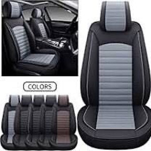 lot 4902 image: OMOKA AUTO Car Seat Covers with Waterproof Leather,Vehicle Cushion Cover for Cars SUV Sedan Pick-up Truck Universal Fit Set for Most Cars (Black-Grey, 5 Sets Full Seat)