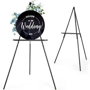 lot 4906 image: VISWIN 3 Pcs 63 Wooden Tripod Display Easel Stand for Wedding Sign, Poster, A-Frame Artist Easel Floor with Tray for Painting, Canvas, Foldable Easel