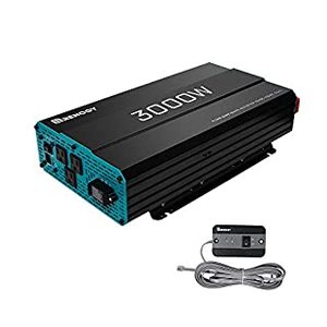 lot 4909 image: Renogy 3000W Pure Sine Wave Inverter 12V DC to 120V AC Converter for Home, RV, Truck, Off-Grid Solar Power Inverter 12V to 110V with Built-in 5V2.1A USB Port, AC Hardwire Port, Remote Controller (B096MKPQ1M)