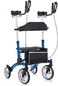 lot 4918 image: ELENKER Upright Walker, Forearm Rollator Walker Stand Up Rolling Walker with Padded Seat and Backrest for Seniors from 5�� to 5��11��, Blue