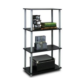 lot 4933 image: furinno (99557bkgy) turn-n-tube 4-tier multipurpose shelf display rack - blackgrey
