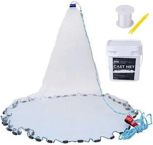 lot 358 image: Yeahmart Handmade American Saltwater Fishing Cast Net with Heavy Duty Real Zinc Sinker Weights for Bait Trap Fish 468Ft Radius, 38 Inch Mesh Size