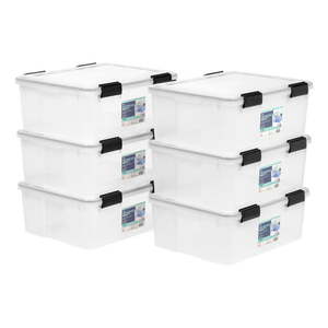 lot 411 image: IRIS USA 30Qt WEATHERTIGHT� Storage Box with Latches, 6 Pack