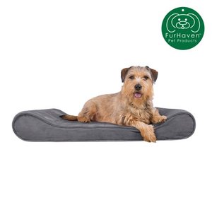 lot 609 image: FurHaven Pet Dog Bed  Orthopedic Microvelvet Luxe Lounger Pet Bed for Dogs & Cats Gray Large