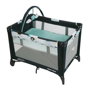 lot 623 image: Graco Pack n Play On the Go Playard Includes Full-Size Infant Bassinet, Push Button Compact Fold, Stratus