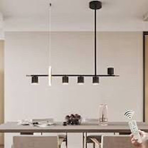 lot 630 image: Siittoo Modern Black Pendant Light, LED Dimmable Hanging Pendant Light Fixture with Spotlights, 40 Modern LED Chandelier Kitchen Island Light for Table Dining Room Bar (40W, 6-Light, Matte Black)