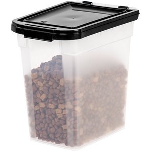 lot 641 image: IRIS USA Clear Airtight 12.75 QT Pet Food Container with Black Locking Lid