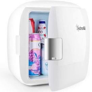 lot 1509 image: AstroAI Mini Fridge, 12 Can Skincare Fridge ACDC Small Refrigerator Portable Thermoelectric Cooler and Warmer for Gift, Bedroom, Beverage, Skincare, ETL Listed (White)