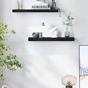lot 1526 image: BAMEOS Floating Shelf ,Wall Shelf,Decor Wall Mounted Shelves ,Hanging Shelf Set L24xW6 for Bathroom Kitchen Living ,Kitchen,Room Bedroom Storage,Black