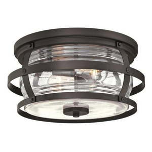 lot 1537 image: Westinghouse Lighting 6359500 2 Light Flush with Clear Glass Weathered Bronze