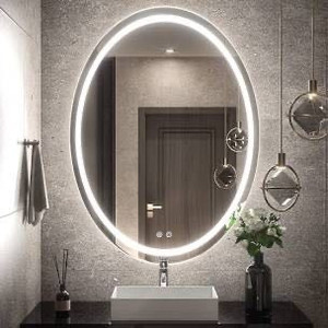 lot 1541 image: TETOTE 24x32 LED Oval Mirror Backlit,Dimmable Antifog Mirror with Lights Wall Mounted Vanity Mirror Lighted