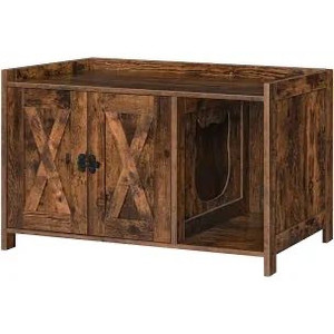 lot 1545 image: ALLOSWELL Cat Litter Box Enclosure, Cat Washroom Storage Bench, Hidden Cat Litter Cabinet