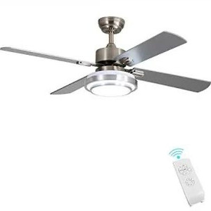 lot 1546 image: Indoor Ceiling Fan Light Fixtures - FINXIN Remote LED 52 Brushed Nickel Ceiling Fans For Bedroom,Living Room,Dining Room Including Motor,Remote Switch (4-Blades)