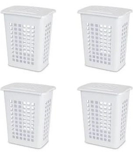 lot 2015 image: Sterilite 12238004 Rectangular LiftTop Laundry Hamper, White, 4-Pack