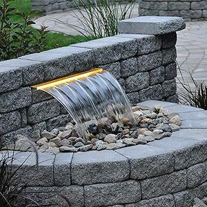 lot 2331 image: APONUO Lighted Waterfall Pool Fountain 24 RGB LED Pool Fountain 7 Color Remote Changing Spillway for Sheer Descent��2 Connector Choose��