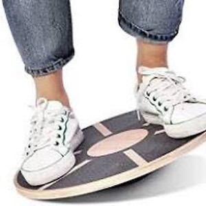 lot 2342 image: Dioche Balance Board, Wooden Self Balancing Wobble Platform - Wood Twist Exercise Balance Stability Trainer for Fit Abs, Arms, Legs, Core Tone, Surf, Skateboard, Gymnastics, Ballet, Physical Therapy,